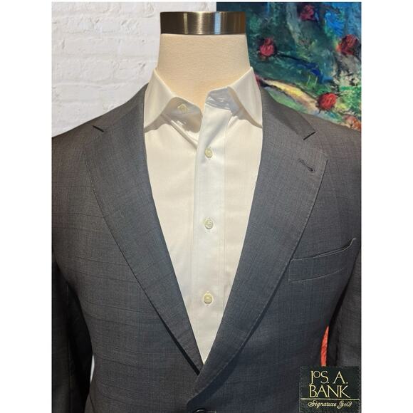 Jos A Bank Signature Gold 43R Gray Burnt Orange Plaid Blazer Jacket Suit Coat - Picture 3 of 13